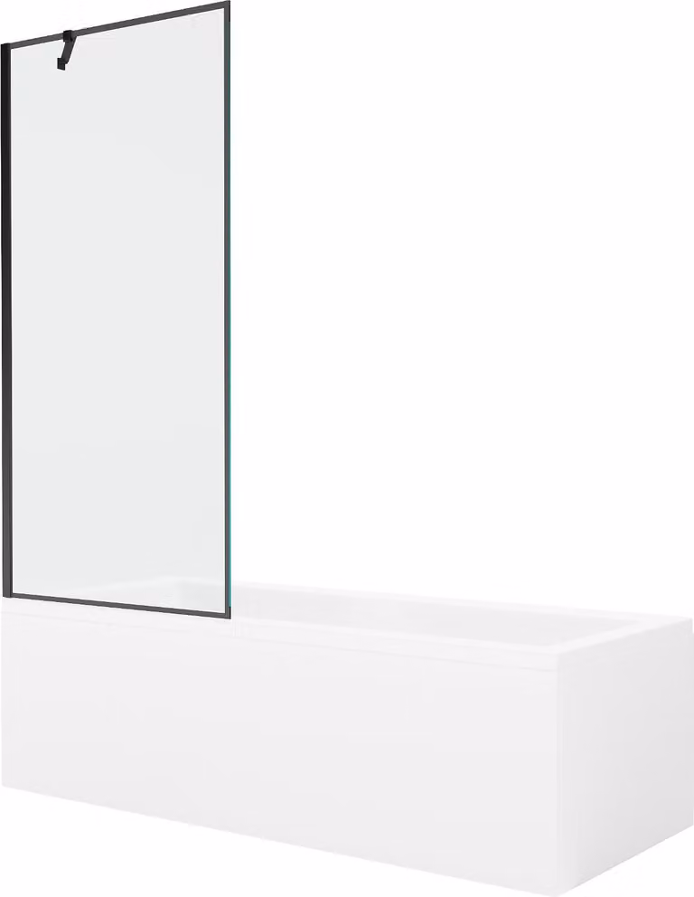 Mexen Cubik vasca rettangolare 160 x 70 cm con rivestimento e paravento a 1 anta 80 cm, motivo nero - 550316070X9508007070