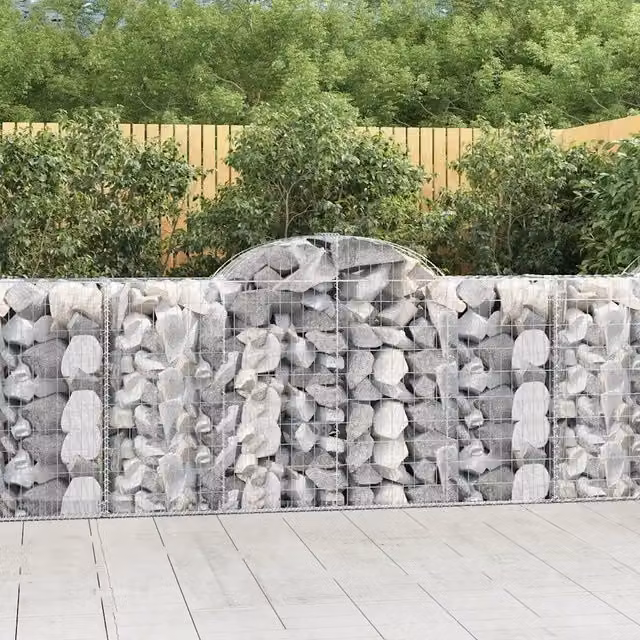 Set di 18 Cesti Gabbioni ad Arco Videx in Acciaio Zincato Grigio L: 200 cm, P: 50 cm, H: 100/120 cm