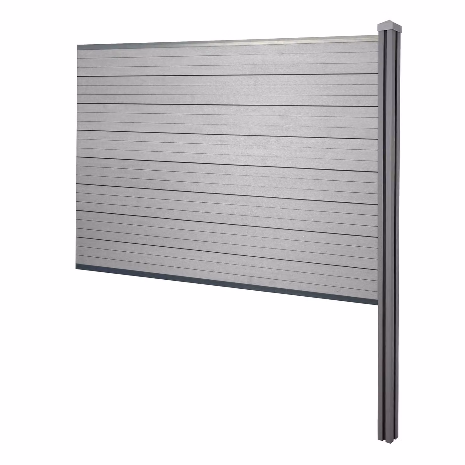 Schermatura in WPC Savoie, recinzione frangivento, pali in WPC da cementare ~ Elemento di prolunga, 188 cm, grigio