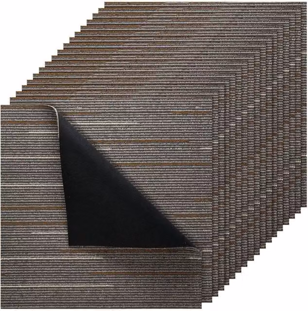 Piastrelle per moquette modulari 24 pezzi 610x610 mm, pavimento morbido per fai da te e casa, marrone scuro