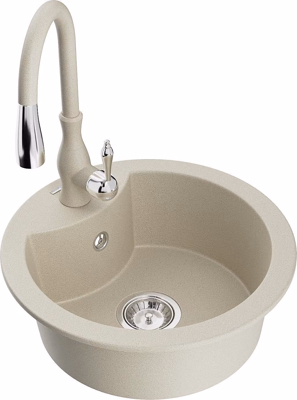 Mexen Diego lavello in granito a 1 vasca con miscelatore da cucina Savita, beige - 6512-69-672601-69