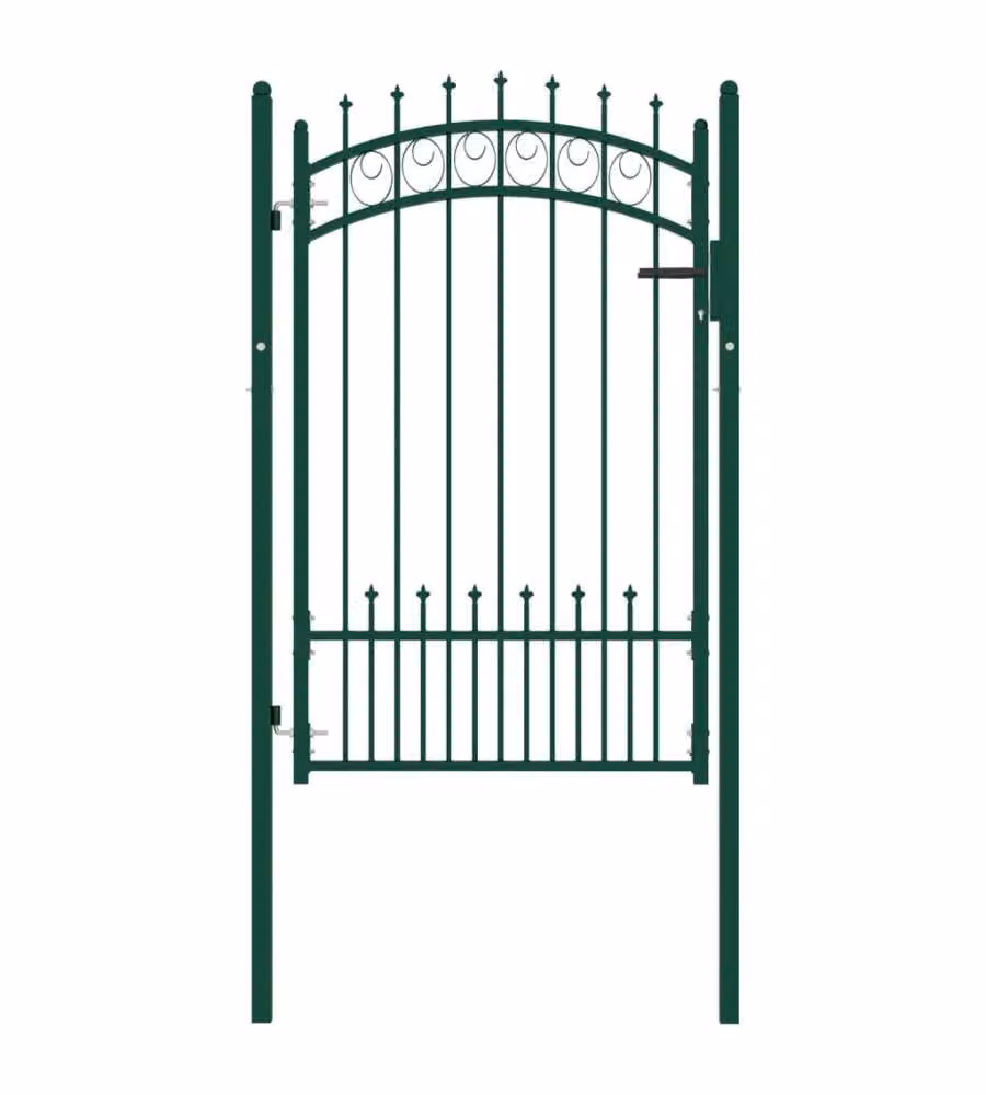 Cancello per Recinzione con Punte in Acciaio 100x150 cm Verde 146385