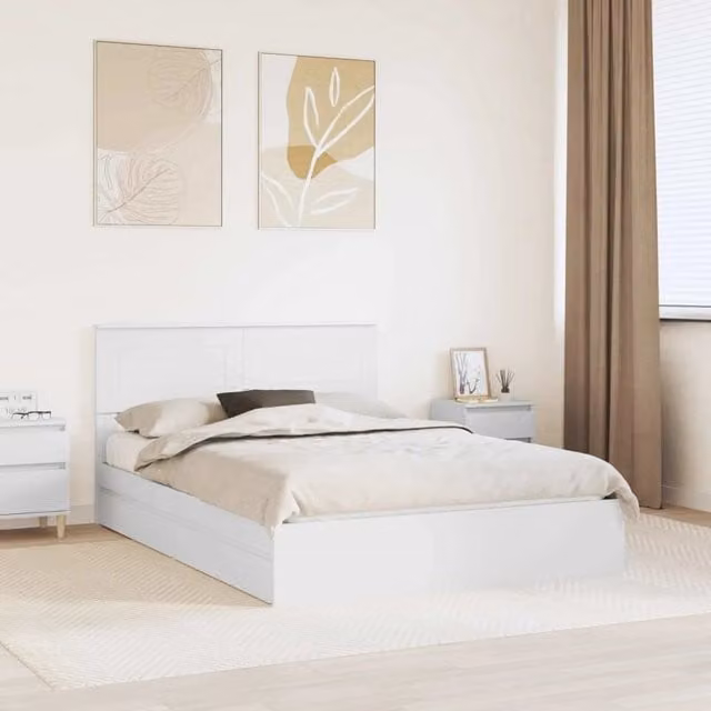 Letto con Contenitore Bianco 140 x 190 cm Legno ingegnerizzato 3408452