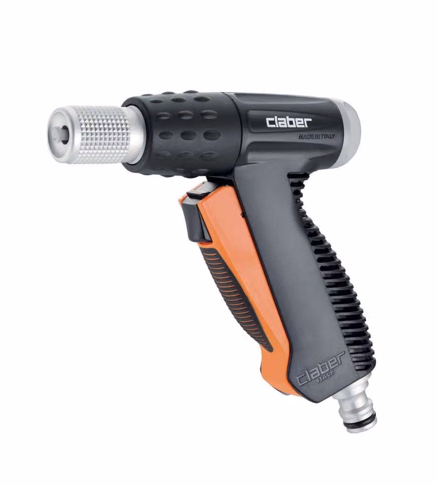 Lancia a pistola Claber Metal-Jet Plus cromata con controllo del flusso e finiture in metallo e gomma multicolore – 2