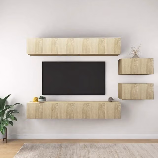 Mobili Porta TV 8 pz-Credenza per TV Rovere Sonoma in Legno Multistrato