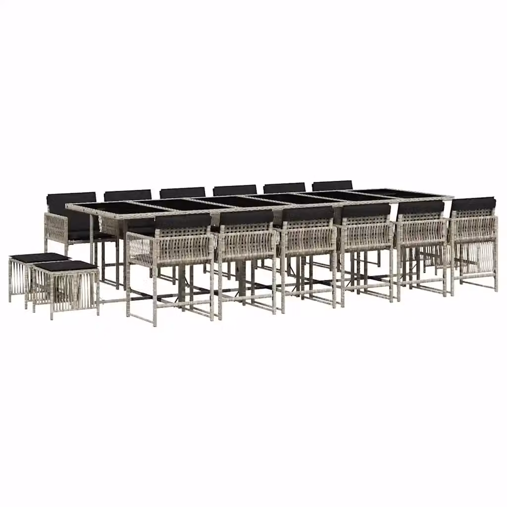 Set da pranzo da giardino moderno vidaXL in polyrattan con cuscini e piano in vetro, 17 pezzi, antracite – 2