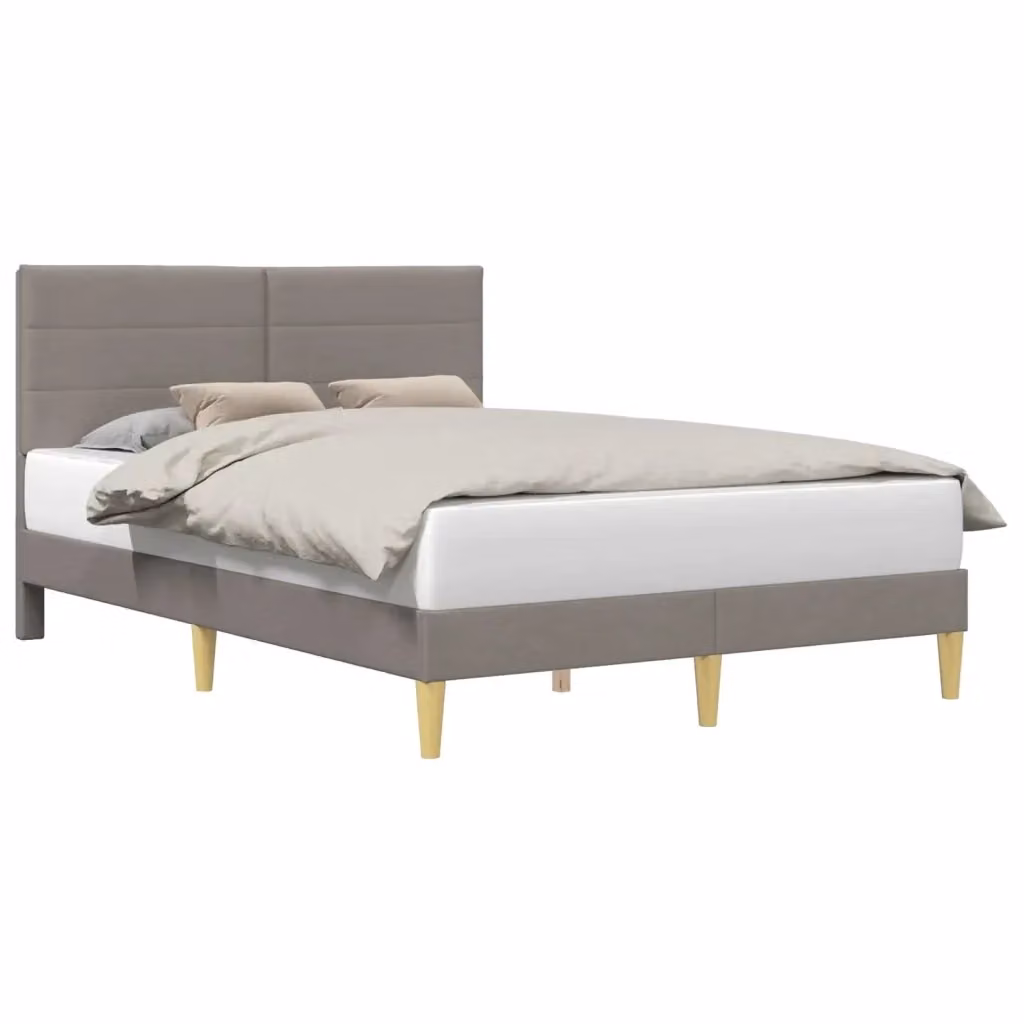 Struttura letto con testiera e giroletto in tessuto moderno beige e grigio L/P/H: 200 x 120 x 96 cm – 2