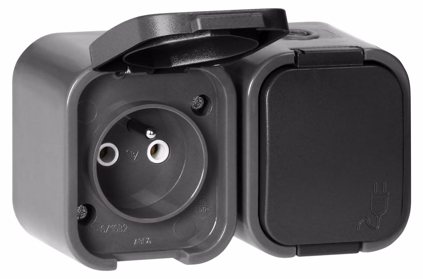 Prese multiple da parete, grado di protezione IP54, con coperchio – Presa impermeabile, 16A, 250V