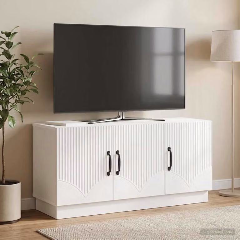 Mobile TV vidaXL Bianco Lucido in Legno MDF per Soggiorno L: 99 cm, P: 34,5 cm, H: 47 cm