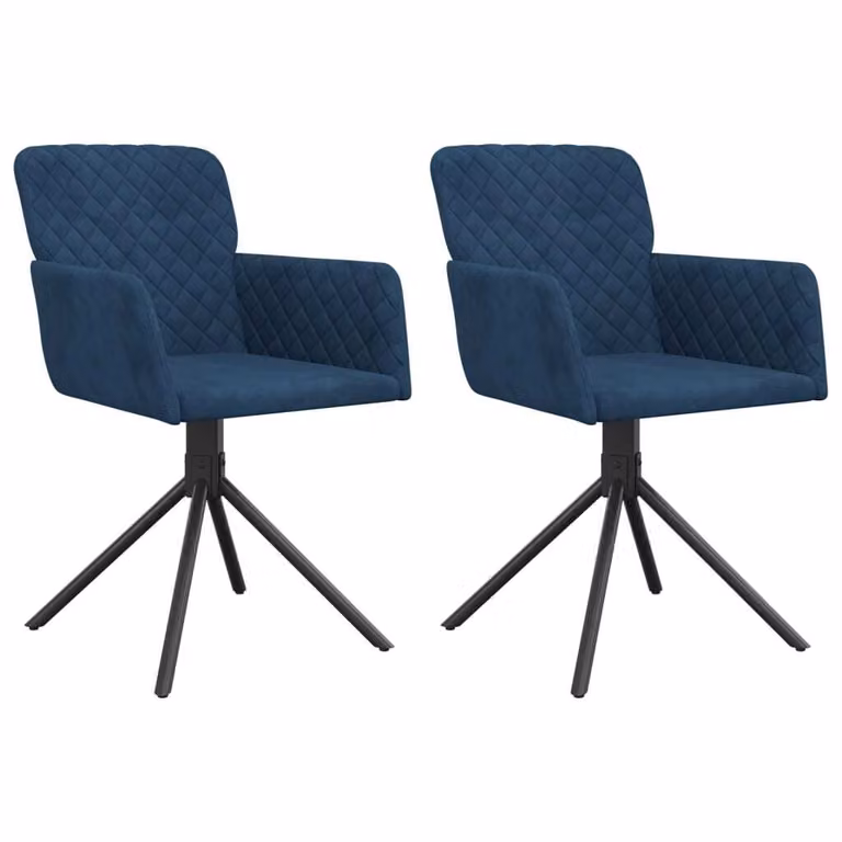 Sedie da Pranzo Girevoli 2 pz Blu in Velluto