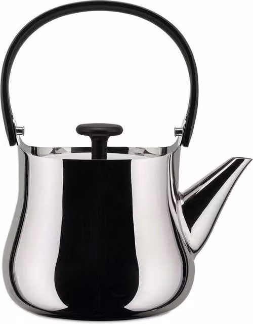 Bollitore Teiera Alessi NF01 in Acciaio Inossidabile 18-10 Argentato con Filtro per Foglie di Te e Compatibile con Induzione