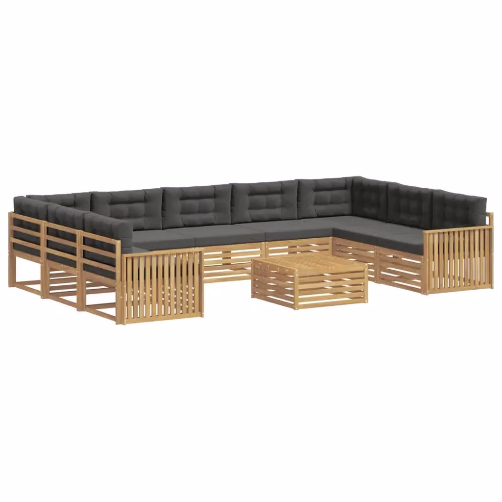 Set di 10 divani da esterno vidaXL in legno di acacia Bianco e Antracite – 2
