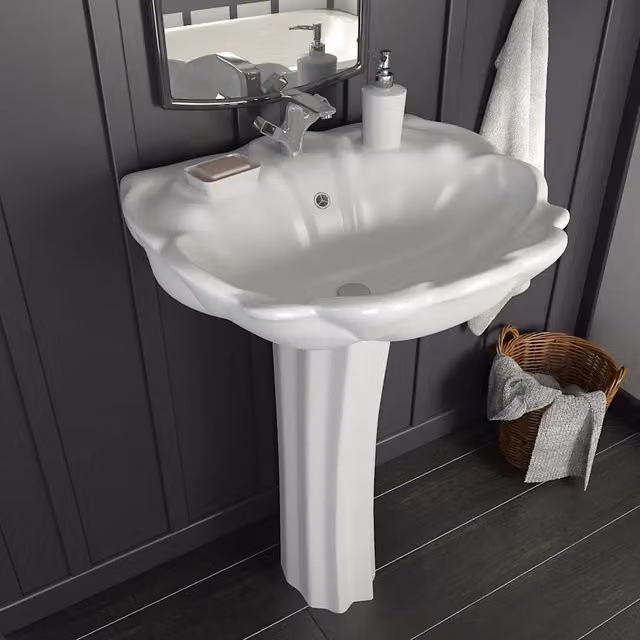 Lavandino a Colonna in Ceramica-Lavabo-Lavello Bianca 580x510x200 mm