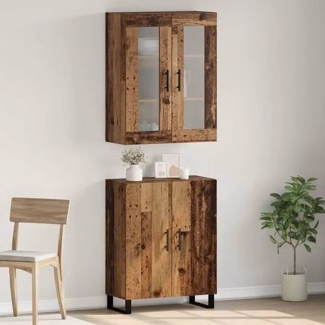 Credenza 2 pz Legno vecchio 69,5 x 34 x 180 cm 3394521