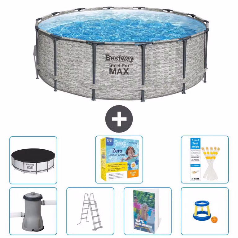 Piscina gonfiabile Bestway Steel Pro MAX, rotonda, 427x122 cm, composta da 6 parti, modello S529