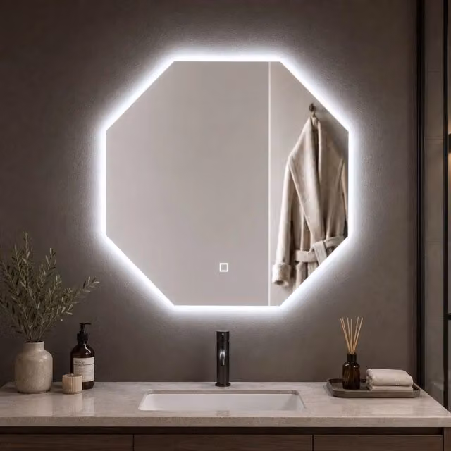 Specchio ottagonale OGOMONDO retroilluminato con LED e interruttore touch dimmabile L 60 cm x H 60 cm