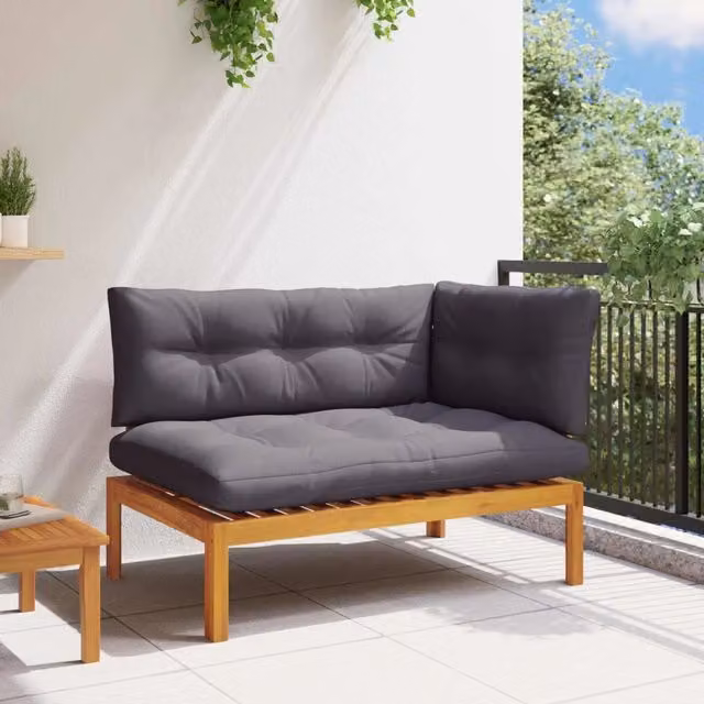 Salotto da Giardino-Divano componibile Angolare Grigio Naturale e Scuro Legno di acacia