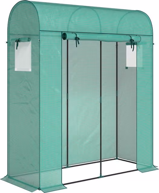 Outsunny Serra da Giardino con Rivestimento in PE, Porta Avvolgibile e Finestre a Rete, 170x68x200 cm, Verde   Aosom Italy