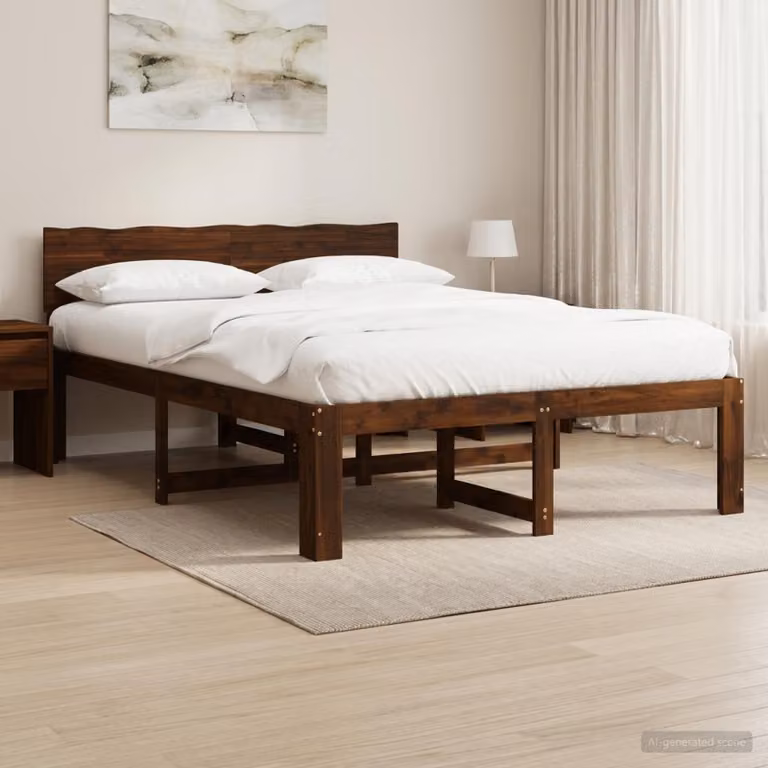 Letto matrimoniale vidaXL ROSTOCK in legno di acacia marrone scuro L/P/H: 200 x 140 x 144 cm