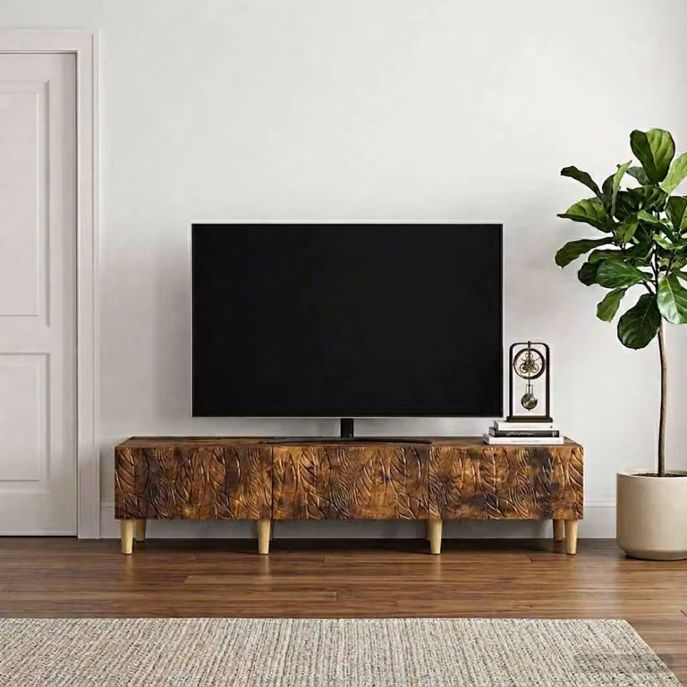 Mobile TV vidaXL in Rovere Fumo, Design Vintage in Legno Ingegnerizzato, L 147 x P 34,5 x H 30 cm