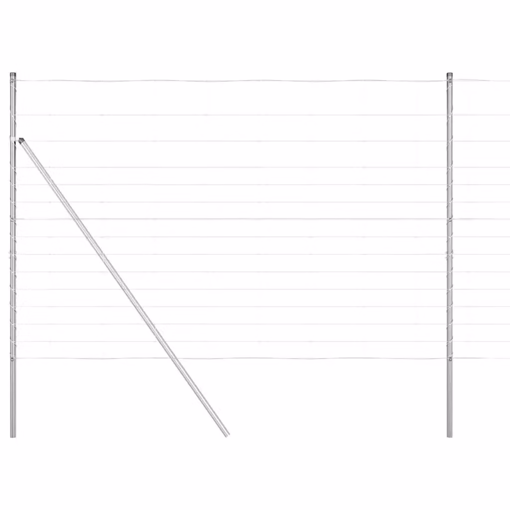 Palo per recinzione rettangolare vidaXL in acciaio zincato argento, H: 160 cm, L: 53 cm, P: 2,5 cm – 2
