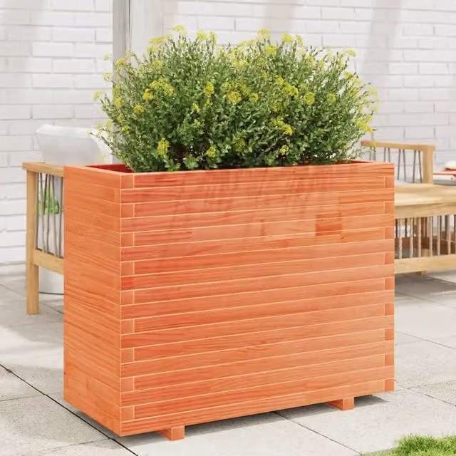 Fioriera Giardino-Vaso da Esterno-Contenitore per Piante Marrone Cera 90x40x72,5cm Legno Massello Pino