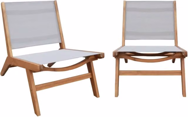 Set di 2 poltrone da giardino Sweeek in legno di acacia e textilene grigio