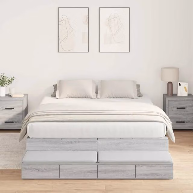Struttura letto con contenitore con porta Grigio Sonoma 160 cm 3335658