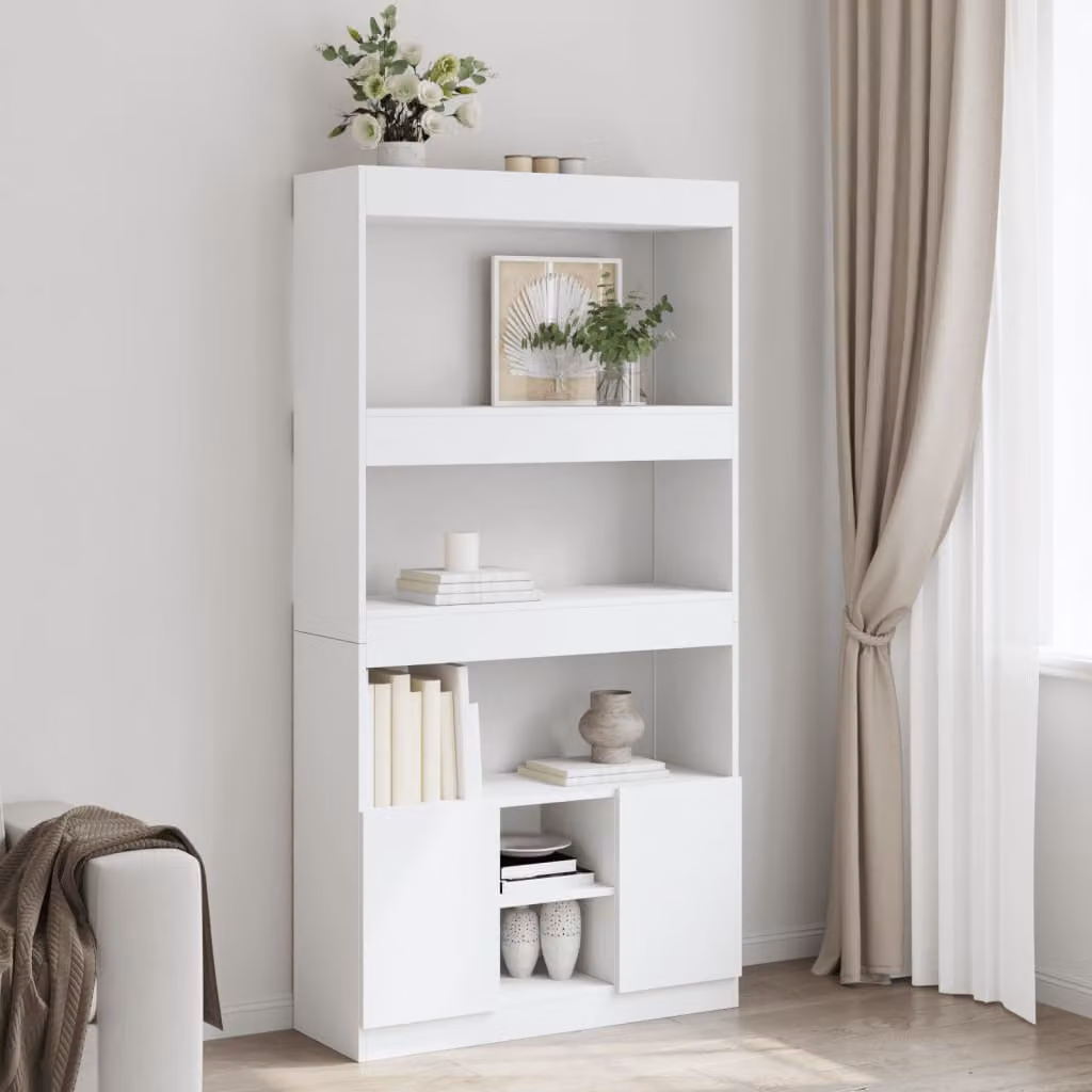 Credenza bianca vidaXL in legno e MDF con ante a battente e ripiani interni L: 92 cm, P: 33 cm, H: 180 cm