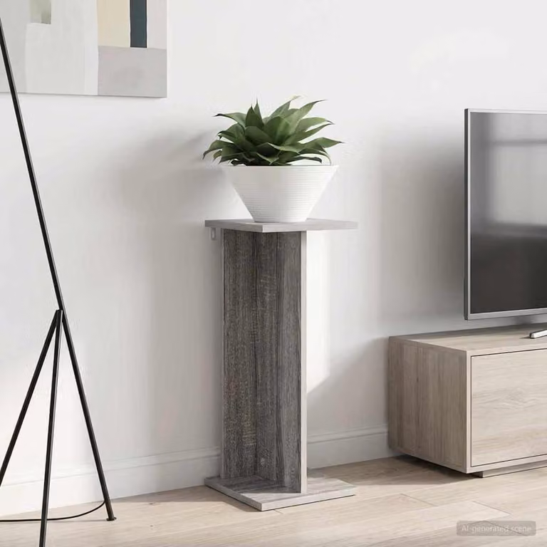 vidaXL Supporto per piante Sonoma grigio in legno MDF L/P/H: 25 x 25,5 x 60,5 cm