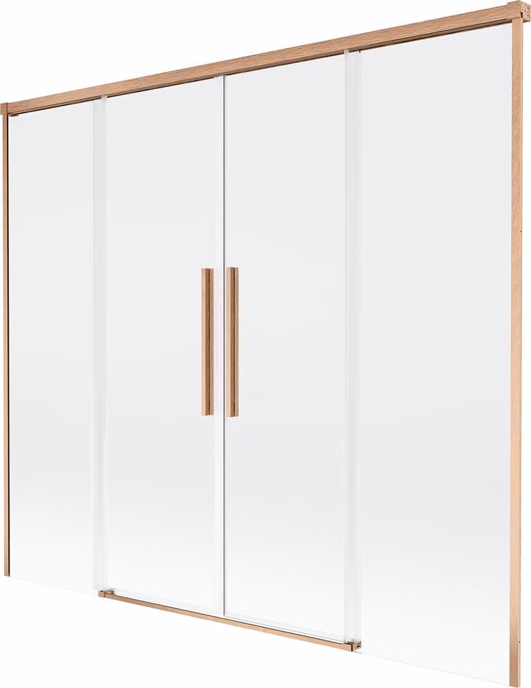 Mexen Rox paravento per vasca da bagno a 2 ante scorrevoli 190 x 150 cm, trasparente, rame spazzolato - 8C9-190-002-65-00