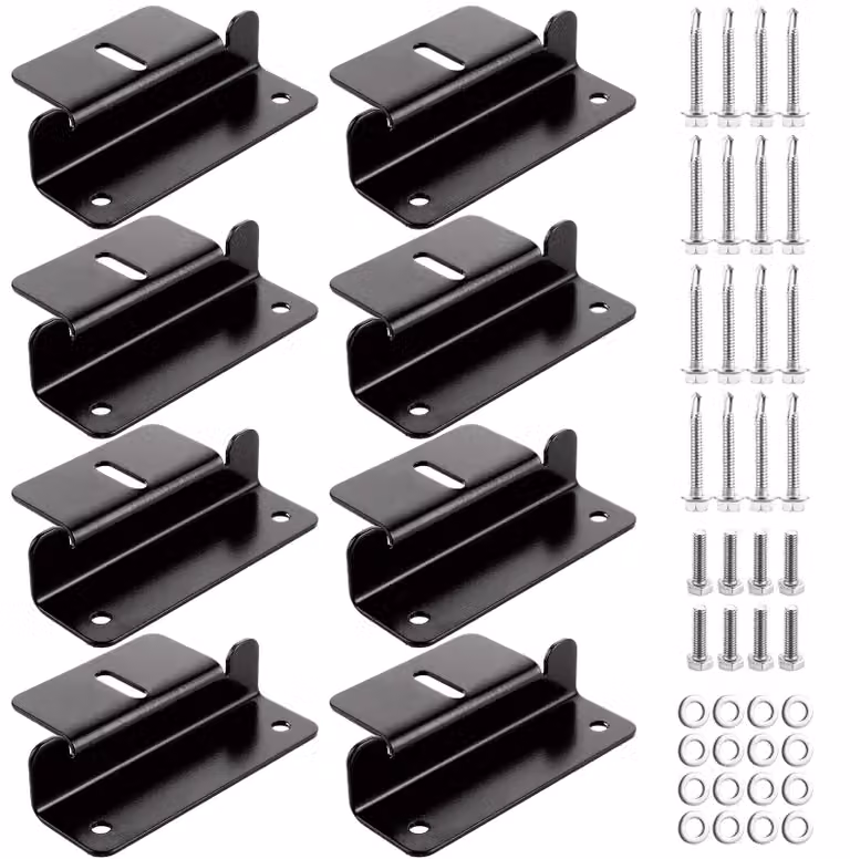 Kit di supporti per pannelli solari, composto da 16 staffe a forma di "Z" in alluminio, colore nero, completo di viti