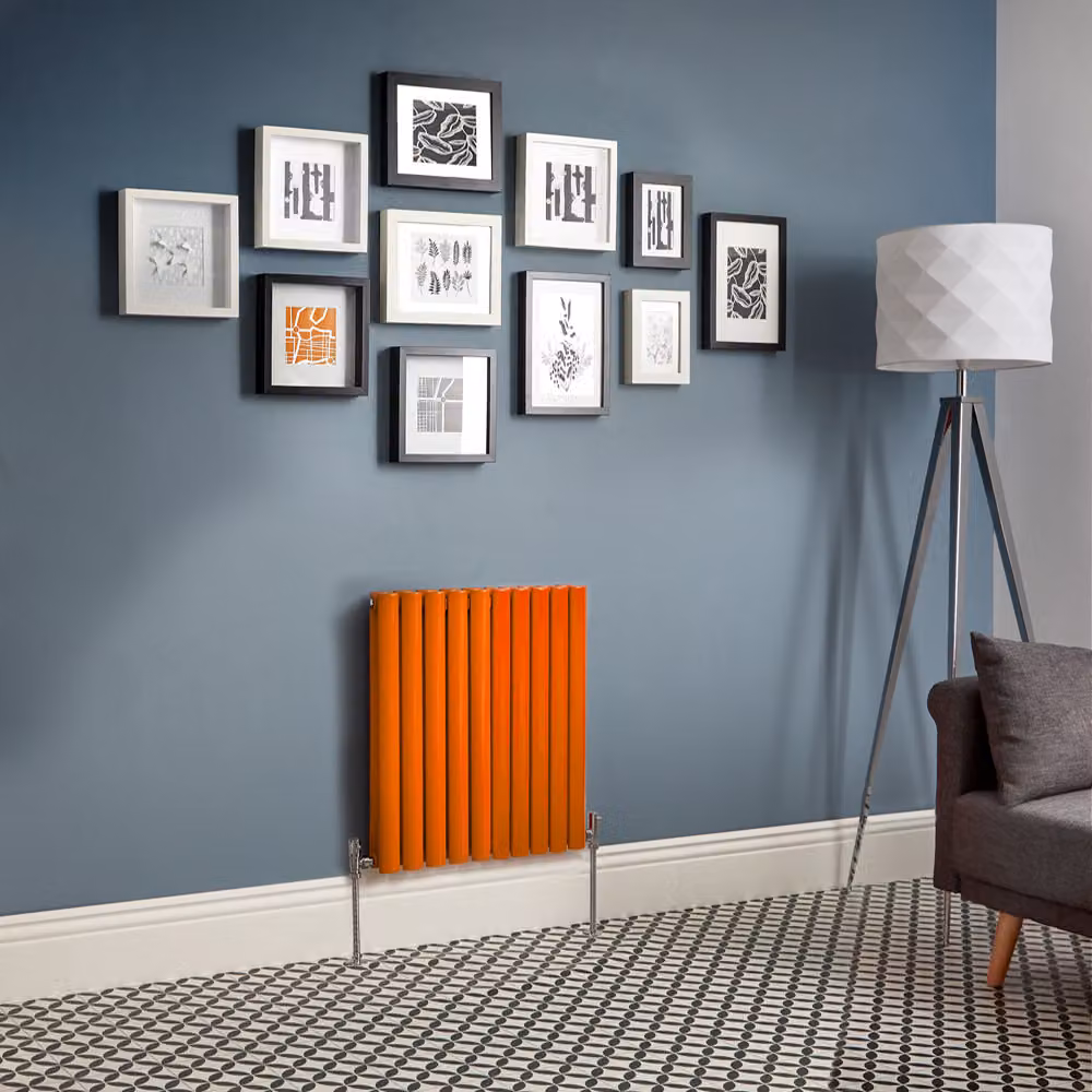 Radiatore di Design Orizzontale  Arancione (Sunset Arancione) -  635mm x 590mm  - Pannello Doppio  - Revive