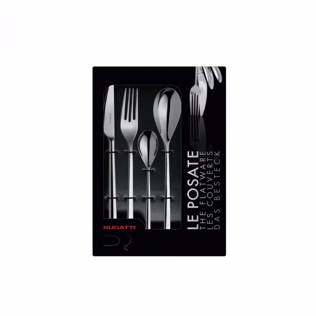 Set di posate Sintesi Casa Bugatti in acciaio inox argentato, 24 pezzi con custodia con finestra – 2