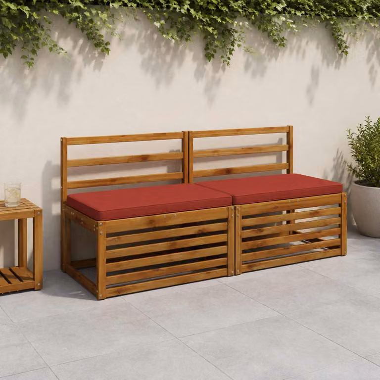 Set di 2 cuscini per panchina vidaXL VUGHT in poliestere rosso con rivestimento rimovibile e resistente ai raggi UV