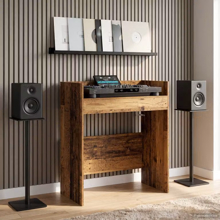vidaXL Tavolo DJ moderno in legno marrone L: 82 cm, P: 45 cm, H: 102 cm