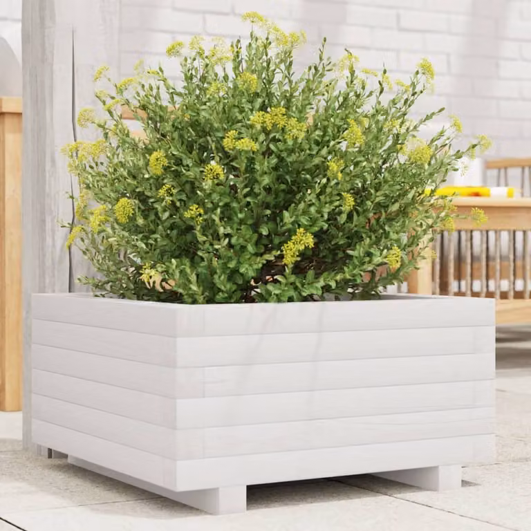 Fioriera da giardino vidaXL in legno di pino bianco L/P/H: 50 x 50 x 26,5 cm