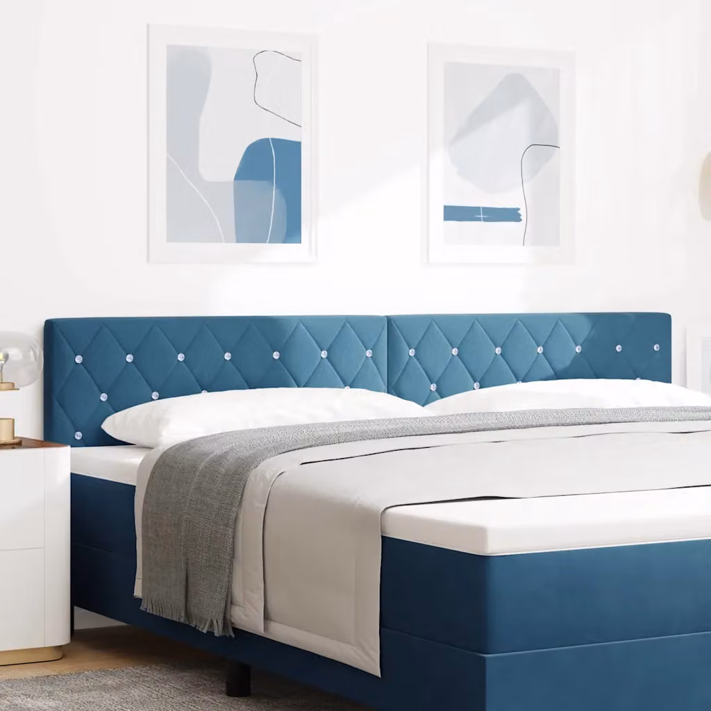 Testiera per letto vidaXL in velluto blu con illuminazione LED integrata, Larghezza: 200 cm