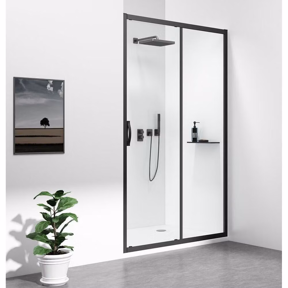 SIGMA SIMPLY BLACK porta ad incasso, 1100 mm, vetro trasparente