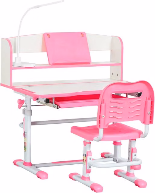 Banco Scuola per Bambini Giordanoshop Rosa con Piano Inclinabile e Altezza Regolabile
