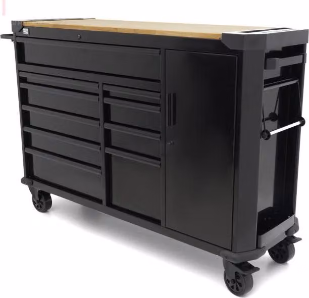Armadio professionale in metallo per officina, 10 cassetti, carrello mobile, tavolo da lavoro 147 cm, piano in legno massiccio HBM Olanda