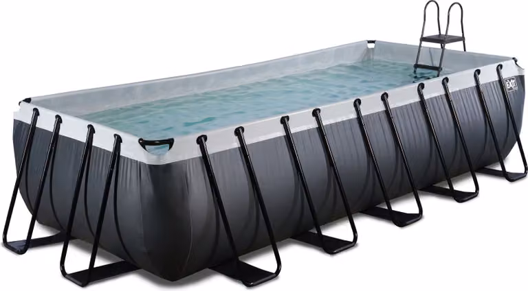 EXIT Piscina in pelle nera 540x250x122cm con pompa filtro a sabbia - nero