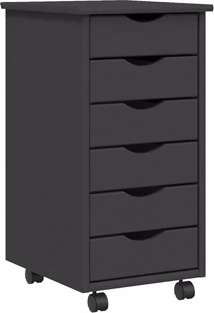 Armadio su ruote con cassetti 34 x 39 x 65,5 cm pratico contenitore moderno in stile rustico in pino grigio 02_0047158