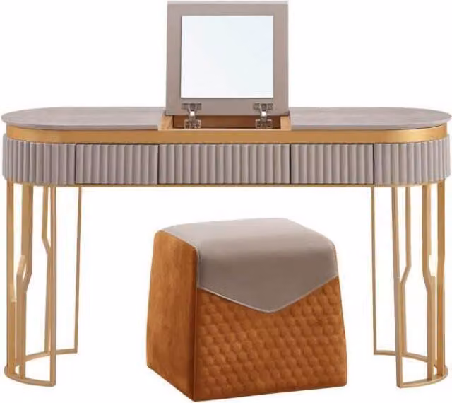 Designer Beiger Schminktisch Moderner Holztisch Luxus Schlafzimmer Möbel