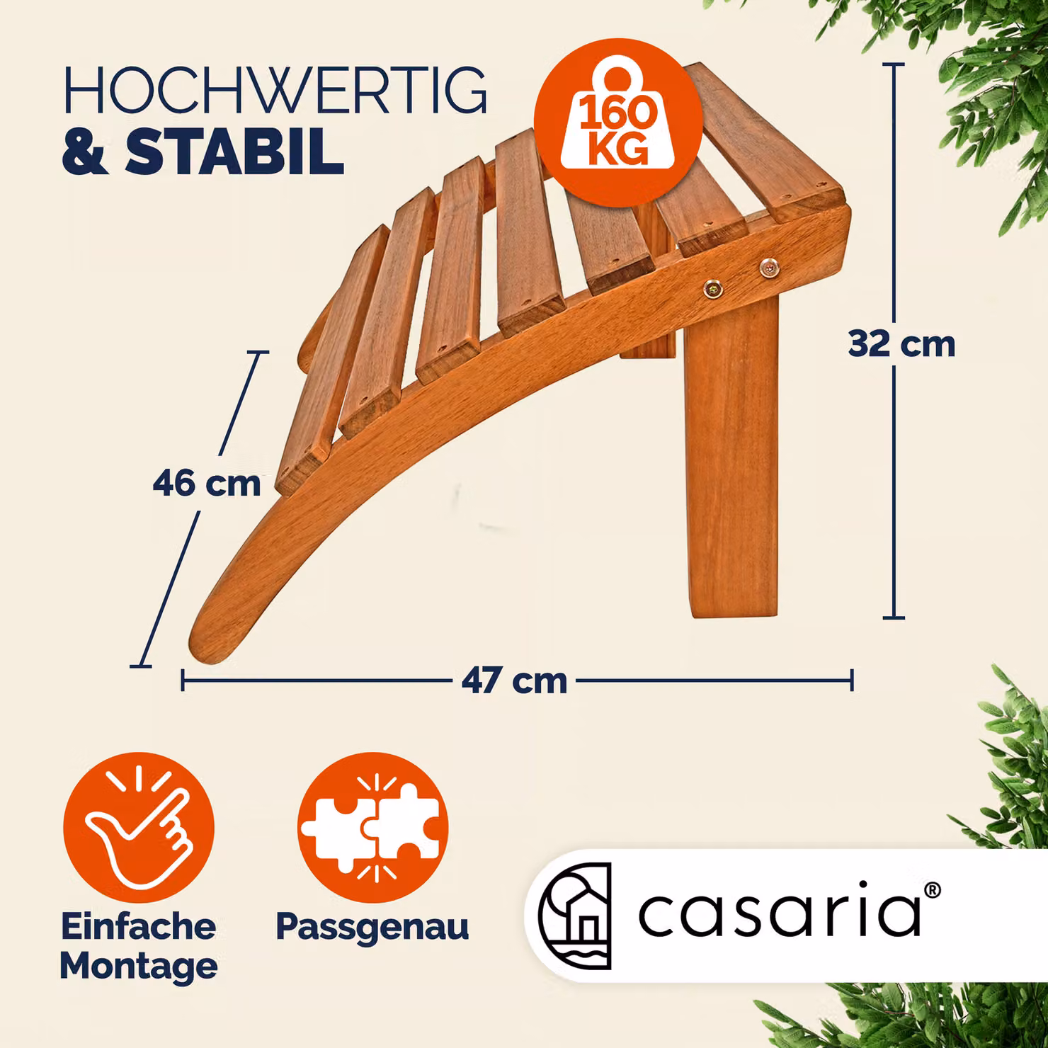 Poggiapiedi Casaria in legno di acacia marrone per sedie da giardino Adirondack L: 48 cm, P: 46 cm, H: 32 cm – 3