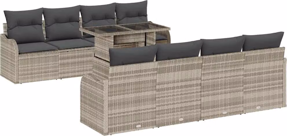 Set Divano da Giardino 7 pcs Grigio chiaro polyrattan