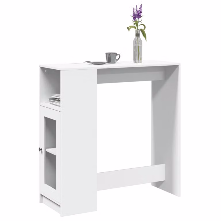 vidaXL Tavolo Bar con Rastrelliera Bianco in Multistrato L: 101 cm, P: 40 cm, H: 103,5 cm