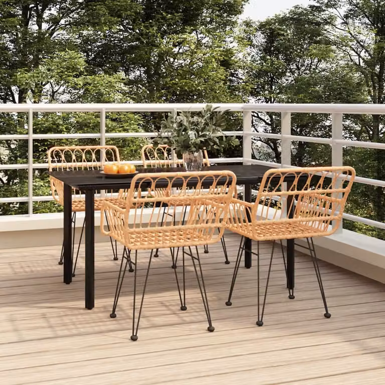 Maison Exclusive - Set da pranzo da giardino in rattan sintetico, 5 pezzi