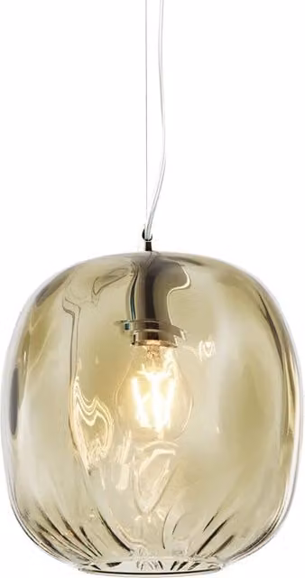 OBAN Sospensione in Vetro Soffiato Bronzo E27 IP20 - Lampada di Design con Diffusore Artigianale - Struttura Elegante per Interni