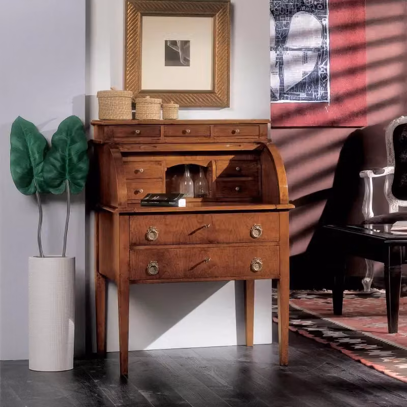 Bureau classico in legno con 9 cassetti Mobili 2G marrone L: 72 cm, P: 50 cm, H: 102 cm – 3